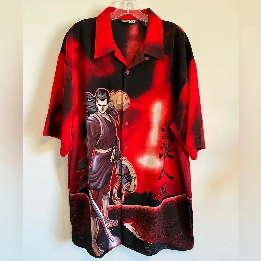 Vintage Million Guy Anime Samurai Button Up  Shirt